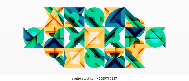 Circles squares lines abstract background