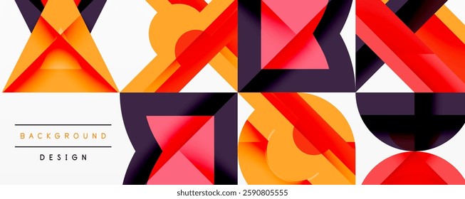 Circles squares lines abstract background