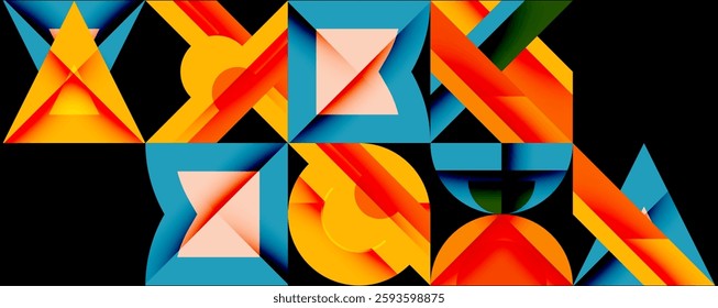 Circles squares lines abstract background