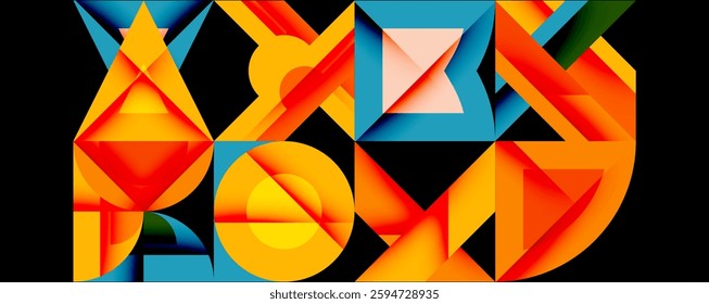 Circles squares lines abstract background