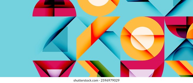 Circles squares lines abstract background