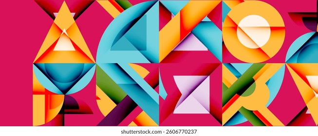 Circles squares lines abstract background