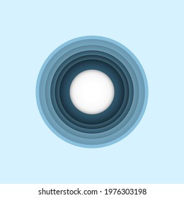 The circles are stacked into a blue layer paper cut