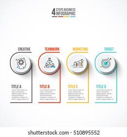 Circles with strokes for infographic. Template for diagram, graph, presentation and chart. Business concept with 4 options, parts, steps or processes. Outline icons.