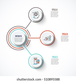 Circles with strokes for infographic. Template for diagram, graph, presentation and chart. Business concept with 3 options, parts, steps or processes. Outline icons.