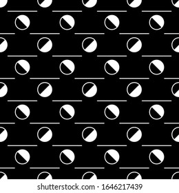 Circles, strokes seamless pattern. Circle shapes, lines ornament. Balls, dashes print. Circular, linear figures wallpaper. Rounds, stripes background. Geometric backdrop. Vector art. Abstract motif
