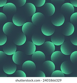 Círculos Vector Elegante Patrón Sin Maravilla Tendencia Turquesa Abstracto Fondo. Papel de fondo verde de la Casa de trabajo de punto de abstracción de gráficos infinitos. Ilustración de arte de medio tono para la impresión y el tejido textiles