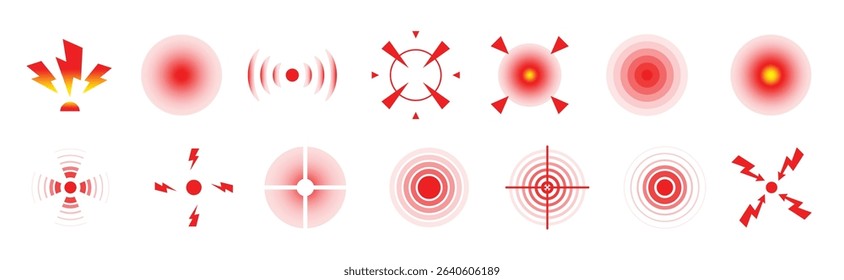circles symbols pain red circles marking human pain head toothache muscular menstrual joint pain hur