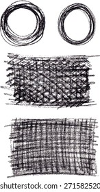 Circles and textures. Freehand drawing elements. Pencil sketch. Vector illustration.