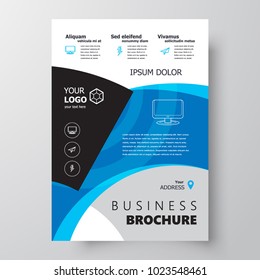 Circles theme Flyer brochure design, business flyer size A4 template blue color
