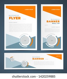 Circles theme geometric abstract Set flyer cover, banner, roll up banner