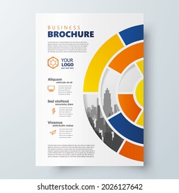 Circles theme orange color Flyer brochure design template size A4