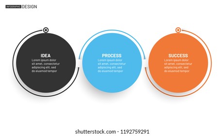 Circles thin line process infographic design template. Business concept with 3 step, option. Vector illustration.