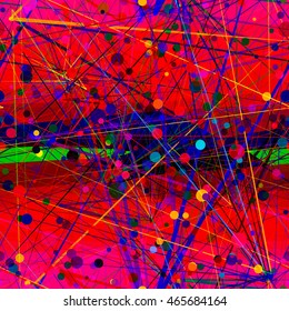 Circles and thin straight lines. Polka dots. Abstract seamless vector background.