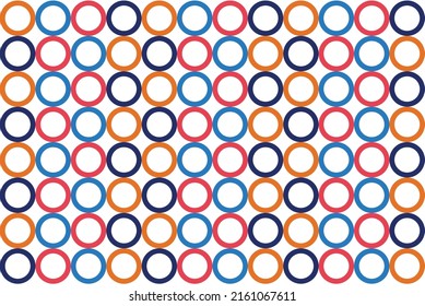 Circles tiled pattern using blue, red, and orange color. Suitable for backdrop, wallpaper, cover, and editable design element.