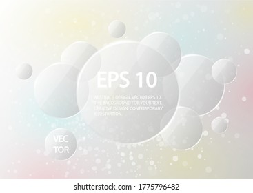 Circles of transparent glass on a soft, light background .
Design for decoration. Stock vector.