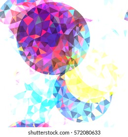 Circles and triangles. Abstract seamless polygonal background. Vector texture