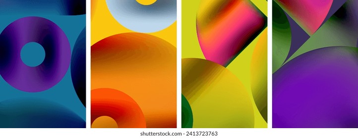 Circles and triangles with bright colorful gradient colors. Vector illustration For Wallpaper, Banner, Background, Card, Book Illustration
