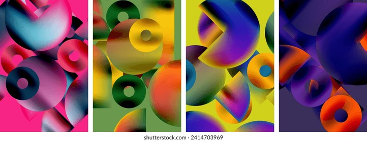 Circles and triangles with bright colorful gradient colors. Vector illustration For Wallpaper, Banner, Background, Card, Book Illustration