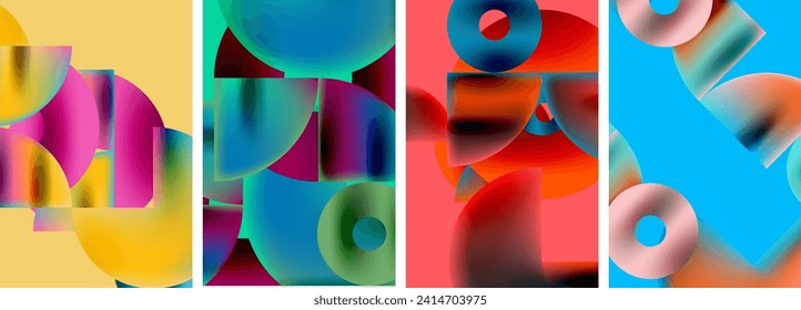 Circles and triangles with bright colorful gradient colors. Vector illustration For Wallpaper, Banner, Background, Card, Book Illustration