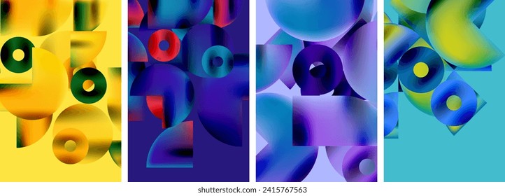 Circles and triangles with bright colorful gradient colors. Vector illustration For Wallpaper, Banner, Background, Card, Book Illustration