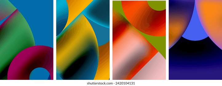 Circles and triangles with bright colorful gradient colors. Vector illustration For Wallpaper, Banner, Background, Card, Book Illustration