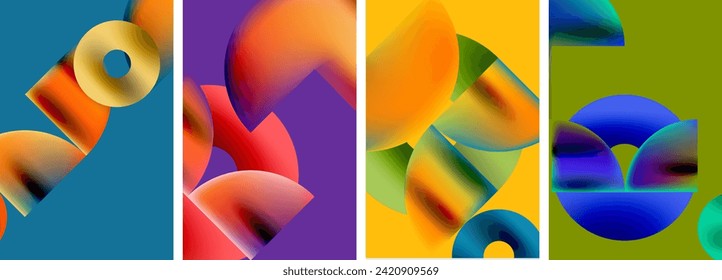 Circles and triangles with bright colorful gradient colors. Vector illustration For Wallpaper, Banner, Background, Card, Book Illustration