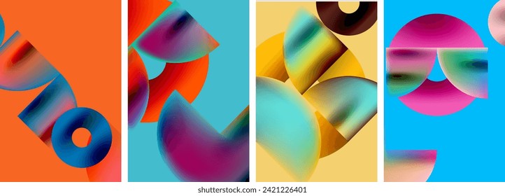 Circles and triangles with bright colorful gradient colors. Vector illustration For Wallpaper, Banner, Background, Card, Book Illustration