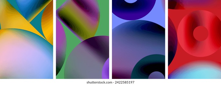 Circles and triangles with bright colorful gradient colors. Vector illustration For Wallpaper, Banner, Background, Card, Book Illustration
