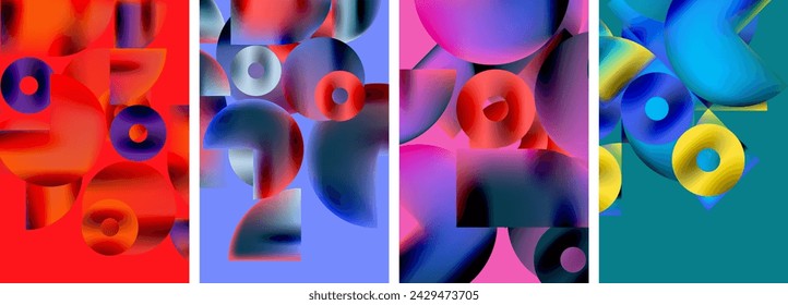 Circles and triangles with bright colorful gradient colors. Vector illustration For Wallpaper, Banner, Background, Card, Book Illustration