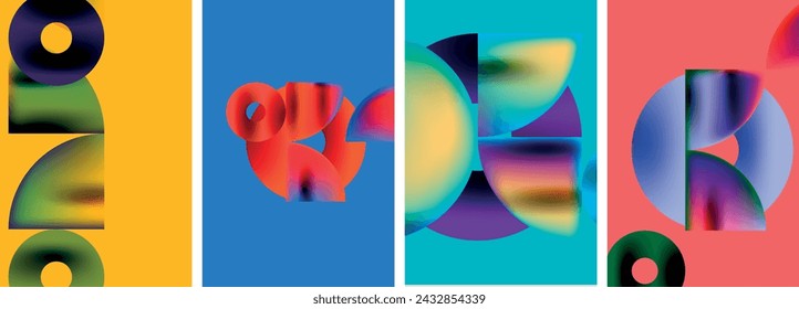 Circles and triangles with bright colorful gradient colors. Vector illustration For Wallpaper, Banner, Background, Card, Book Illustration