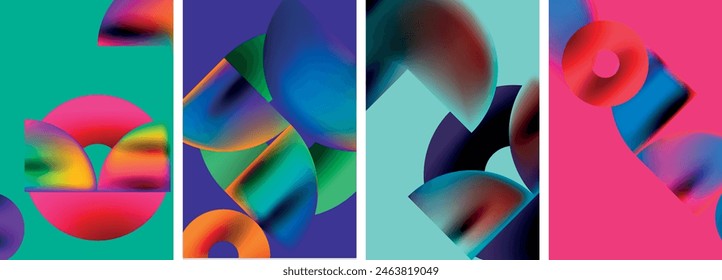 Circles and triangles with bright colorful gradient colors. Vector illustration For Wallpaper, Banner, Background, Card, Book Illustration