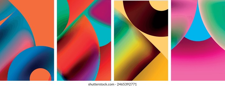 Circles and triangles with bright colorful gradient colors. Vector illustration For Wallpaper, Banner, Background, Card, Book Illustration