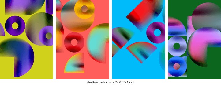 Circles and triangles with bright colorful gradient colors. Vector illustration For Wallpaper, Banner, Background, Card, Book Illustration