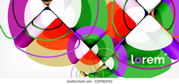 Circles and triangles design abstract background, vector abstract geometric design with sample text