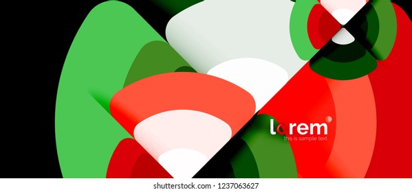Circles and triangles design abstract background, vector abstract geometric design with sample text