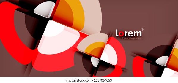 Circles and triangles design abstract background, vector abstract geometric design with sample text