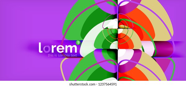 Circles and triangles design abstract background, vector abstract geometric design with sample text