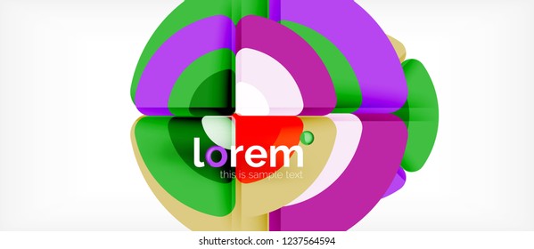 Círculos y triángulos diseñan fondo abstracto, diseño geométrico abstracto vectorial con texto de muestra