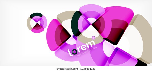 Circles and triangles design abstract background, vector abstract geometric design with sample text