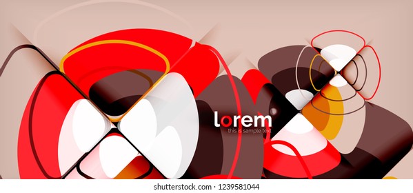 Circles and triangles design abstract background, vector abstract geometric design with sample text
