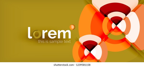 Círculos y triángulos diseñan fondo abstracto, diseño geométrico abstracto vectorial con texto de muestra