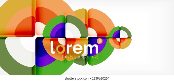 Kreise und Dreiecke, abstrakter Hintergrund, abstraktes, geometrisches Design mit Beispieltext