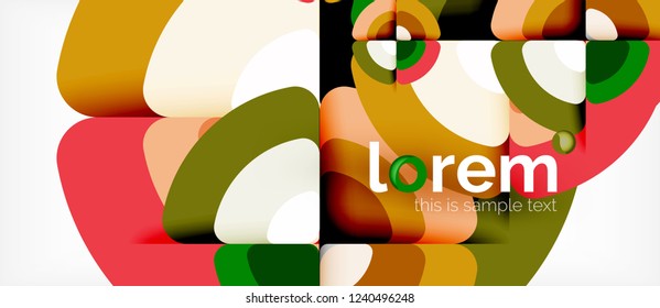 Circles and triangles design abstract background, vector abstract geometric design with sample text