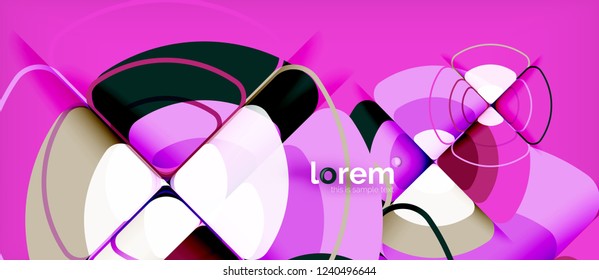 Circles and triangles design abstract background, vector abstract geometric design with sample text