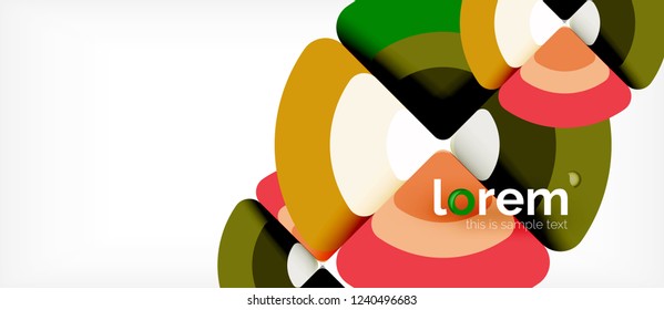 Círculos y triángulos diseñan fondo abstracto, diseño geométrico abstracto vectorial con texto de muestra