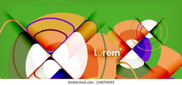 Circles and triangles design abstract background, vector abstract geometric design with sample text