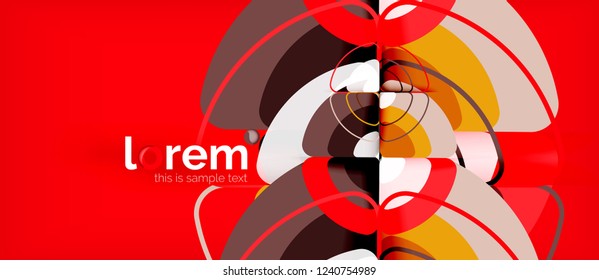 Circles and triangles design abstract background, vector abstract geometric design with sample text