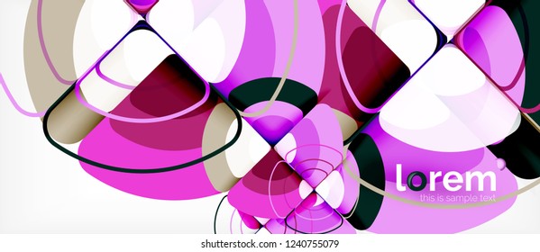 Circles and triangles design abstract background, vector abstract geometric design with sample text