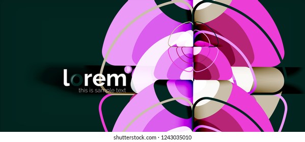 Circles and triangles design abstract background, vector abstract geometric design with sample text